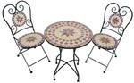 DELUKE Balkonm&ouml;bel-Set ROBERT 3-tlg. Mosaik Eisen Beige Balkon-Set Gartenm&ouml;bel-Set