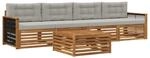 vidaXL Outdoor-Sofagarnitur mit Kissen 5 Stk Natur und Hellgrau 3382994