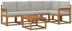 vidaXL Outdoor-Sofagarnitur mit Kissen 6 Stk Natur und Hellgrau 3366419
