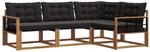 vidaXL Sofa Set mit Kissen 4 Tlg Natur und Schwarz 3369415