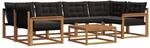 vidaXL Outdoor-Sofagarnitur mit Kissen 7-Tlg Natur und Schwarz 3369235