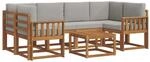 vidaXL Outdoor-Sofagarnitur mit Kissen 7-Tlg Natur und Hellgrau 3366074