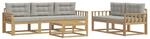 vidaXL Outdoor-Sofagarnitur mit Kissen 6 Stk Wei&szlig; und Hellgrau 3386055