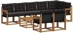 vidaXL Outdoor-Sofagarnitur mit Kissen 9-Tlg Natur und Schwarz 3368803
