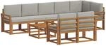vidaXL Outdoor-Sofagarnitur mit Kissen 9-Tlg Natur und Hellgrau 3366604