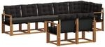 vidaXL Outdoor-Sofagarnitur mit Kissen 8-Tlg Natur und Schwarz 3368791