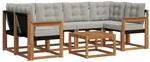 vidaXL Outdoor-Sofagarnitur mit Kissen 7-Tlg Natur und Hellgrau 3368442