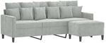 vidaXL 3-Sitzer-Sofa mit Hocker Hellgrau 180 cm Samt 3201107