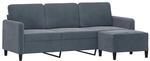 vidaXL 3-Sitzer-Sofa mit Hocker Dunkelgrau 180 cm Samt 3201175
