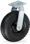Relaxdays Lenkrolle Stahl Gummi Schwarz Luftbereift Schwerlast 360 Grad Drehbar 30 cm