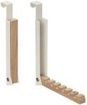 Relaxdays T&uuml;rgarderobe 2er Set Metall Holz Beige Klappbar 21 cm x 2,5 cm x 18 cm 150
