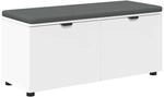vidaXL Flurbank mit Kissen mit Regal mit T&uuml;r Wei&szlig; 100 x 38 x 46 cm 891488