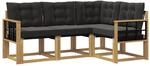 vidaXL Outdoor-Sofagarnitur mit Kissen 4-Tlg Wei&szlig; und Schwarz 3389434
