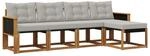 vidaXL Outdoor-Sofagarnitur mit Kissen 5 Stk Natur und Hellgrau 3381879