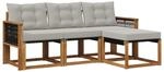 vidaXL Outdoor-Sofagarnitur mit Kissen 4 Stk Natur und Hellgrau 3381871
