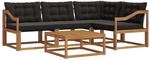 vidaXL Outdoor-Sofagarnitur mit Kissen 5-Tlg Natur und Schwarz 3369443