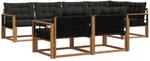 vidaXL Outdoor-Sofagarnitur mit Kissen 7-Tlg Natur und Schwarz 3369559