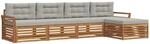 vidaXL Outdoor-Sofagarnitur mit Kissen 5-Tlg Natur und Hellgrau 3373301