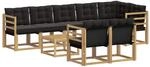 vidaXL Outdoor-Sofagarnitur mit Kissen 9-Tlg Wei&szlig; und Schwarz 3389610