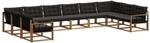 vidaXL Outdoor-Sofagarnitur mit Kissen 10-Tlg Natur und Schwarz 3369895