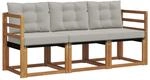 vidaXL Outdoor-Sofagarnitur mit Kissen 3-Tlg Natur und Hellgrau 3368342