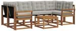 vidaXL Outdoor-Sofagarnitur mit Kissen 7-Tlg Natur und Hellgrau 3368450