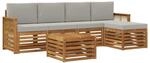 vidaXL Outdoor-Sofagarnitur mit Kissen 6 Stk Natur und Hellgrau 3384267