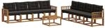 vidaXL Outdoor-Sofagarnitur mit Kissen 9-Tlg Natur und Schwarz 3368519
