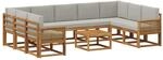 vidaXL Outdoor-Sofagarnitur mit Kissen 10 Stk Natur und Hellgrau 3385557