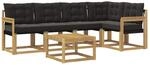 vidaXL Outdoor-Sofagarnitur mit Kissen 6-Tlg Wei&szlig; und Schwarz 3389494