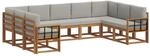 vidaXL Outdoor-Sofagarnitur mit Kissen 9-Tlg Natur und Hellgrau 3366994