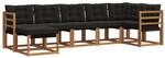 vidaXL Outdoor-Sofagarnitur mit Kissen 7-Tlg Natur und Schwarz 3368871
