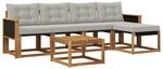 vidaXL Outdoor-Sofagarnitur mit Kissen 6 Stk Natur und Hellgrau 3381895