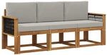 vidaXL Outdoor-Sofagarnitur mit Kissen 3 Stk Natur und Hellgrau 3384952