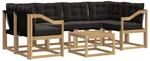 vidaXL Outdoor-Sofagarnitur mit Kissen 7-Tlg Wei&szlig; und Schwarz 3389270