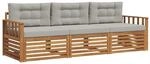 vidaXL Outdoor-Sofagarnitur mit Kissen 3-Tlg Natur und Hellgrau 3372931