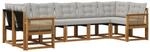 vidaXL Outdoor-Sofagarnitur mit Kissen 7 Stk Natur und Hellgrau 3382195