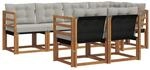 vidaXL Outdoor-Sofagarnitur mit Kissen 7-Tlg Natur und Hellgrau 3368750