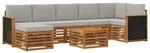 vidaXL Outdoor-Sofagarnitur mit Kissen 7 Stk Natur und Hellgrau 3384642