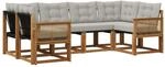 vidaXL Outdoor-Sofagarnitur mit Kissen 6 Stk Natur und Hellgrau 3382179