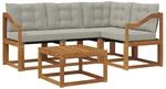 vidaXL Outdoor-Sofagarnitur mit Kissen 5-Tlg Natur und Hellgrau 3368650