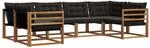 vidaXL Outdoor-Sofagarnitur mit Kissen 6-Tlg Natur und Schwarz 3369783