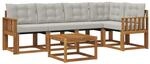 vidaXL Outdoor-Sofagarnitur mit Kissen 6-Tlg Natur und Hellgrau 3368686