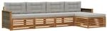 vidaXL Outdoor-Sofagarnitur mit Kissen 5 Stk Natur und Hellgrau 3383229