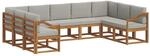 vidaXL Outdoor-Sofagarnitur mit Kissen 9-Tlg Natur und Hellgrau 3366999