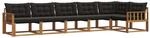 vidaXL Outdoor-Sofagarnitur mit Kissen 6-Tlg Natur und Schwarz 3369503