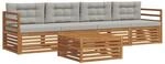 vidaXL Outdoor-Sofagarnitur mit Kissen 5-Tlg Natur und Hellgrau 3372961
