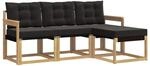 vidaXL Outdoor-Sofagarnitur mit Kissen 4-Tlg Wei&szlig; und Schwarz 3389350