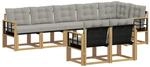vidaXL Outdoor-Sofagarnitur mit Kissen 8-Tlg Wei&szlig; und Hellgrau 3389601