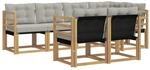 vidaXL Outdoor-Sofagarnitur mit Kissen 7-Tlg Wei&szlig; und Hellgrau 3389561